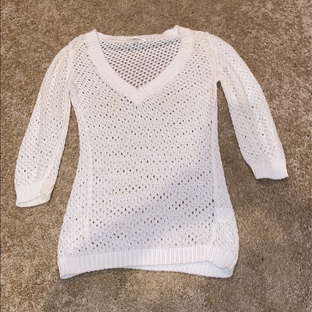 White knit sweater